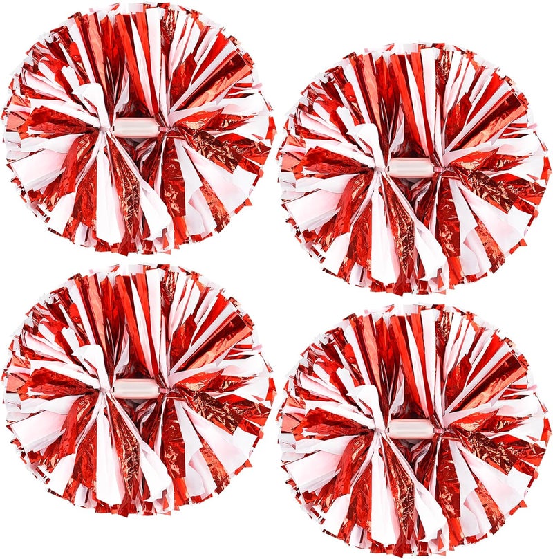 HOLENGS 4Pcs Upgraded 12inch Metallic Cheerleading Pom Poms, Cheerleader Pompoms Cheer Poms for Kids Adults, Cheering Squad Pompoms for School Sports Games Dance Party - Image 1